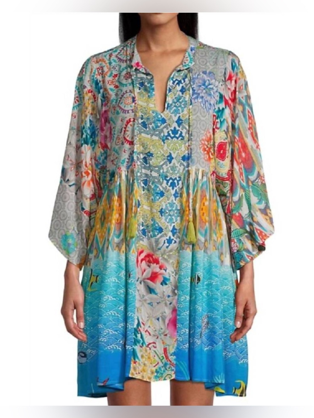 NEW JOHNNY WAS mixi short kaftan dress in multi